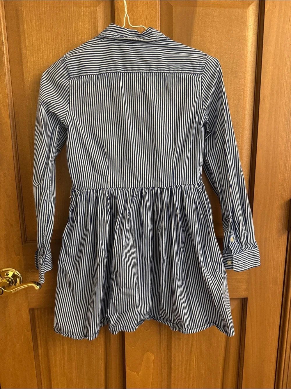 Polo Ralph Lauren Navy and White Striped Button-Front Shirt Dress